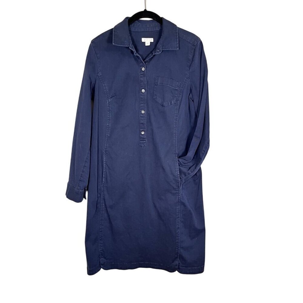 J Jill Shirt Dress 6 Blue Preppy Resort Classic Chic Retro Neutral Minimalist